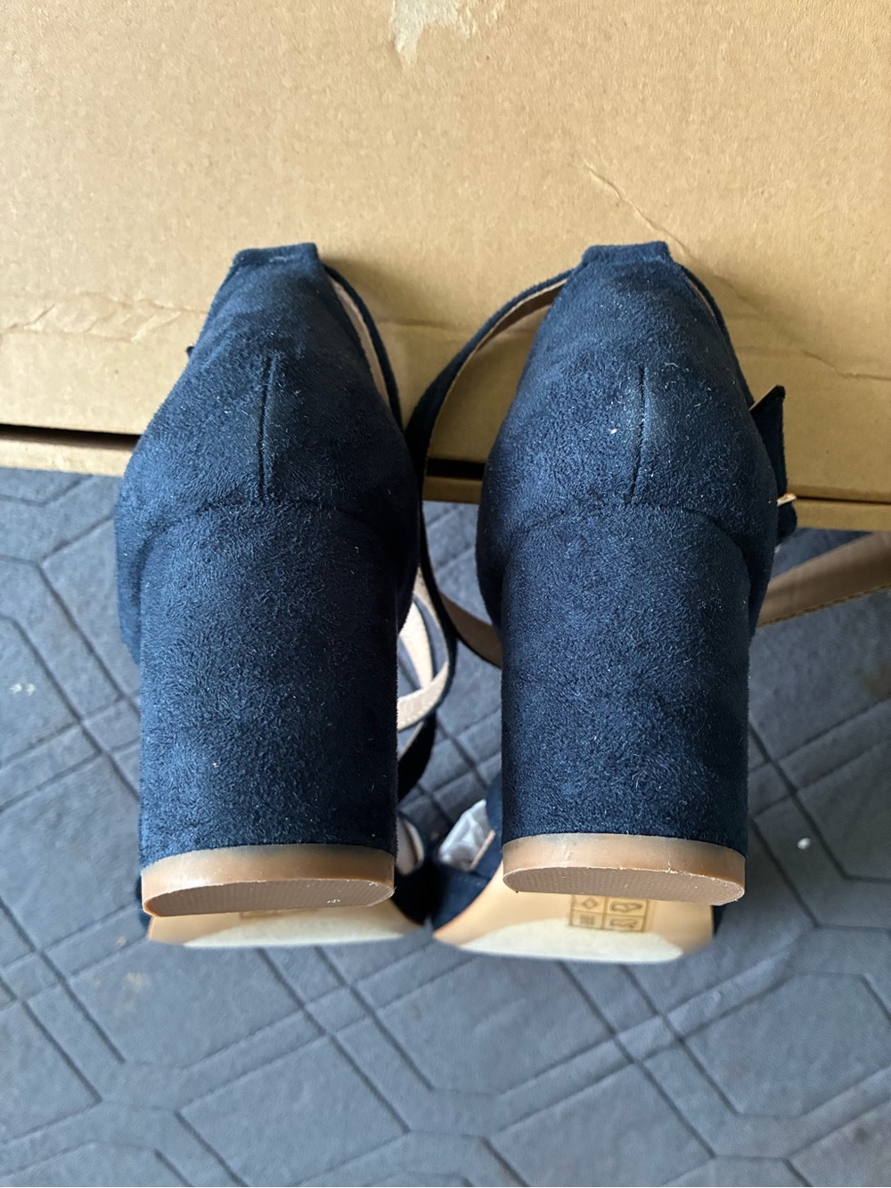 Journee Collection Women’s Foster Navy Suede Ankle Strap Block Heels - Picture 5 of 10